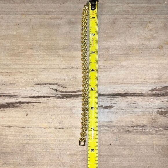 Etched Filigree Gold Tone Tennis Bracelet - Picture 6 of 6